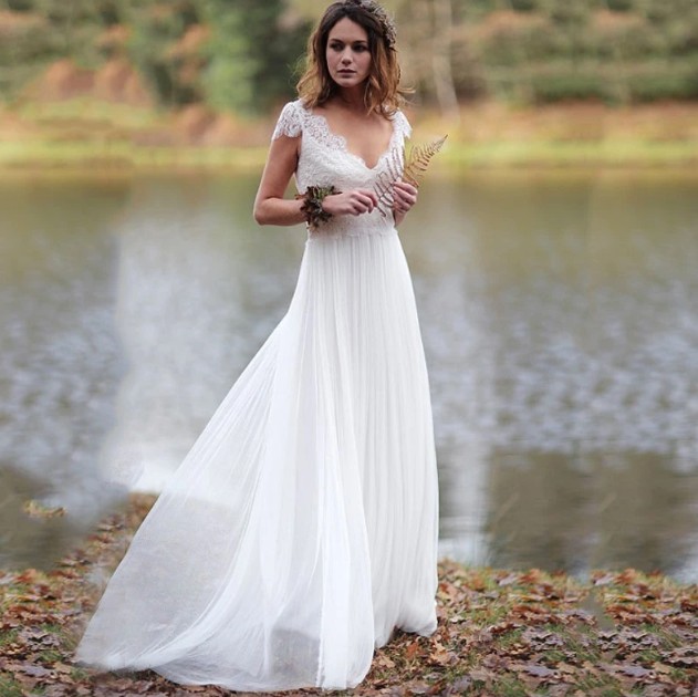 Bohostyle Hochzeitskleid Huguette für den Standesamt mit Spitze