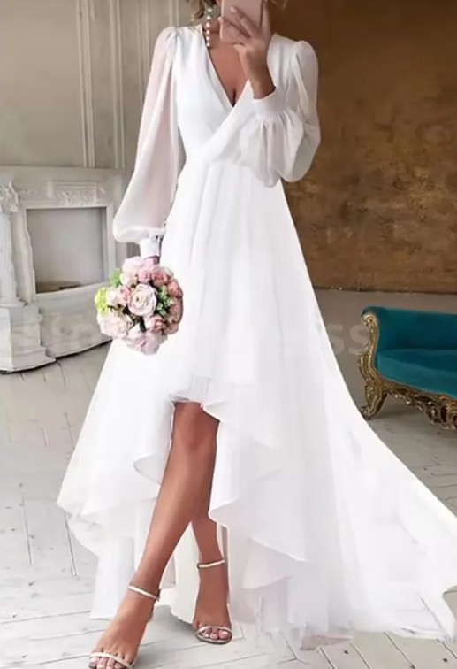 Chiffon Vokuhila Brautkleid Helga Schlicht
