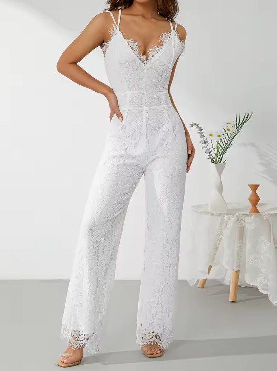 Spaghettiträger I Linie Standesamt Braut Overall Einteiler Braut Outfit Iolanthe