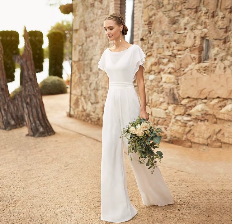  A Linie Chiffon Braut Overall Einteiler für den Standesamt Ines
