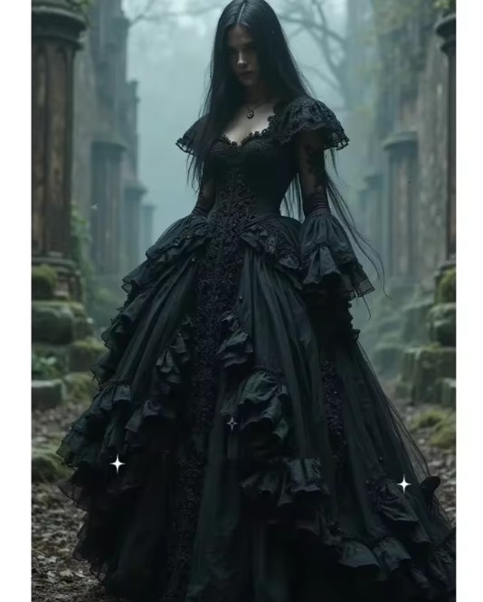 Gotisches Viktorianisches Schwarzes Brautkleid Erna