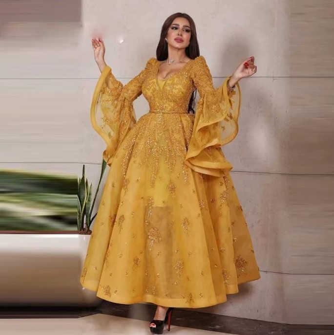 Rokoko Style Brautkleid Else in Gelb