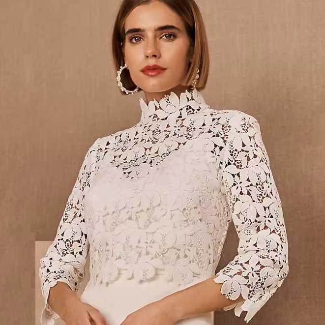 Langarm Braut Bolero Jacke Esmeralda aus Spitze