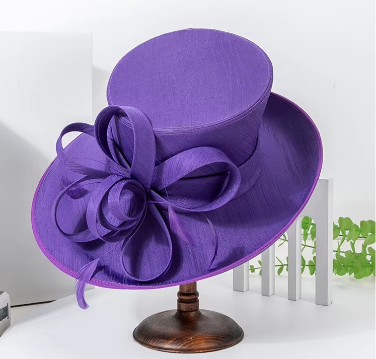 Brauthut Paisley aus Bambusfaserstoff in Lila