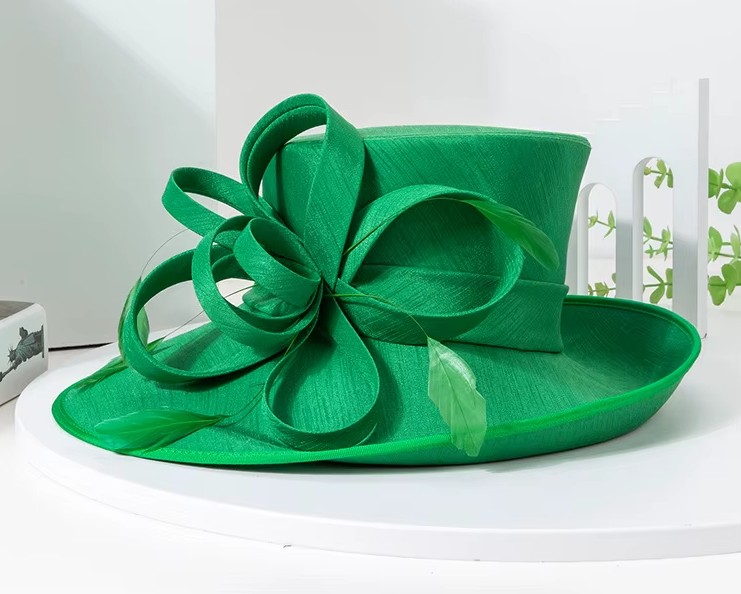 Brauthut Paisley aus Bambusfaserstoff in Grün