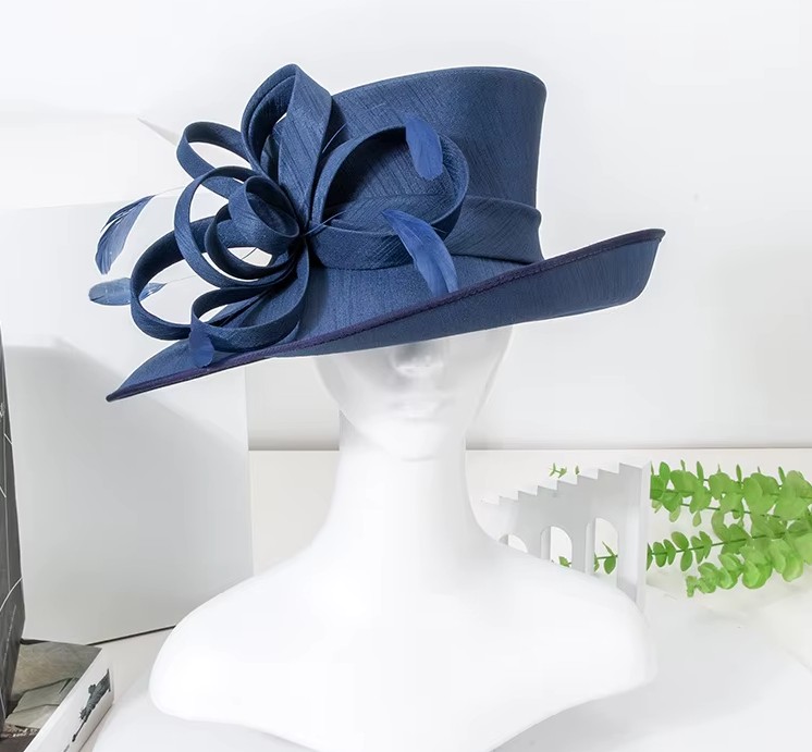 Brauthut Paisley aus Bambusfaserstoff in Dunkelblau