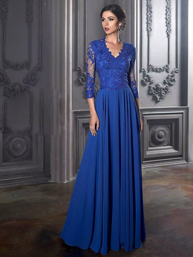 A Linie Brautmutterkleid Indira 2026 mit Tattoo Spitze in Navyblau