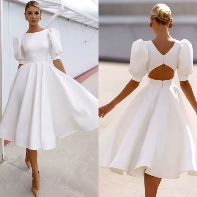 A Linie Rockabilly Style Kleid für den Standesamt Brautkleid Ivy Wadenlang