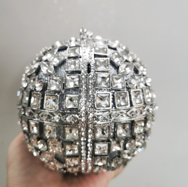 Silber Kristall Brauttasche Jolina Rund