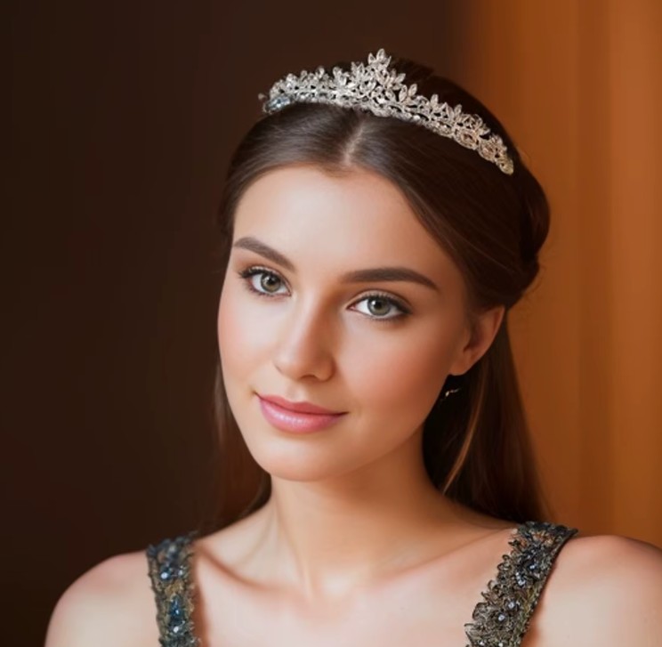 Kristall Strass Tiara Jaden in Silber