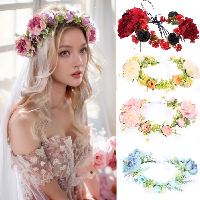 Boho Stil Braut Blumenkranz Kopfschmuck 