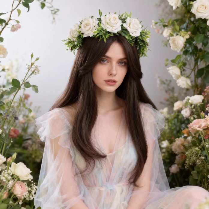 Boho Stil Rosen Blumenkranz für die Braut Weiß