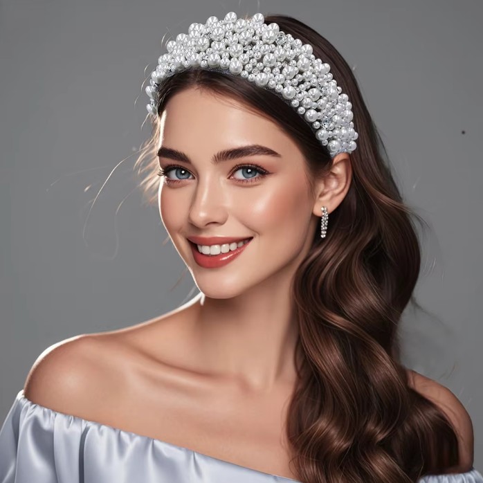 Perlen Kristall Braut Haarreif Jakobe