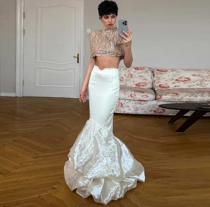 Langer Meerjungfrau Rock für die Braut mit Hohe Taille 