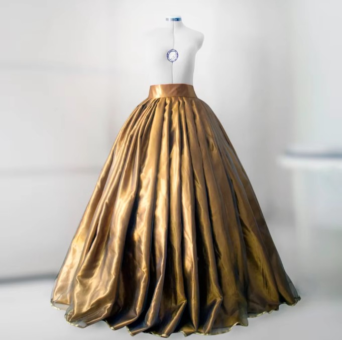 A Linie Satin Rock für die Braut Plissiert in Gold