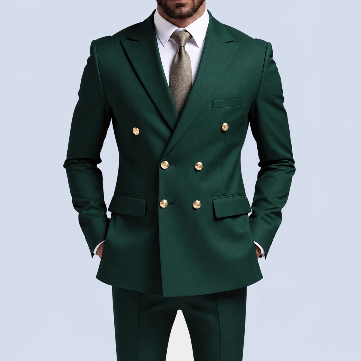 Dunkelgrüner Bräutigam Anzug | 2-teiliger Slim Fit Zweireiher