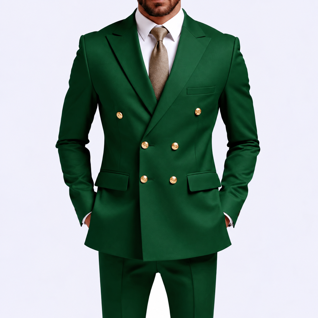 Grüner Bräutigam Anzug | 2-teiliger Slim Fit Zweireiher