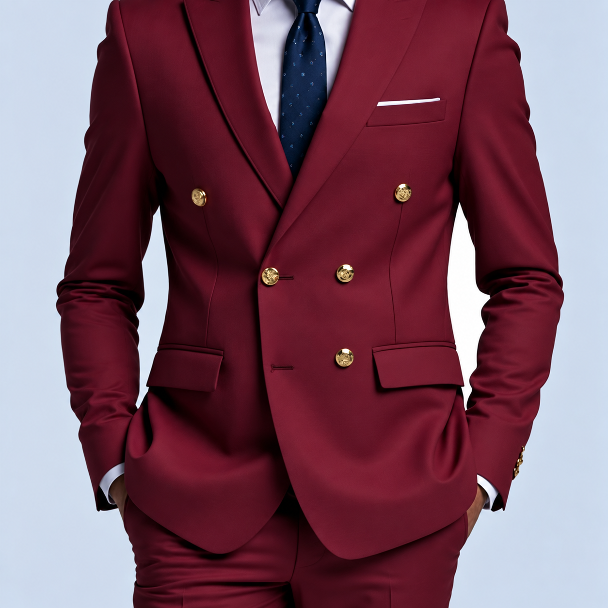 Weinroter Bräutigam Anzug | 2-teiliger Slim Fit Zweireiher