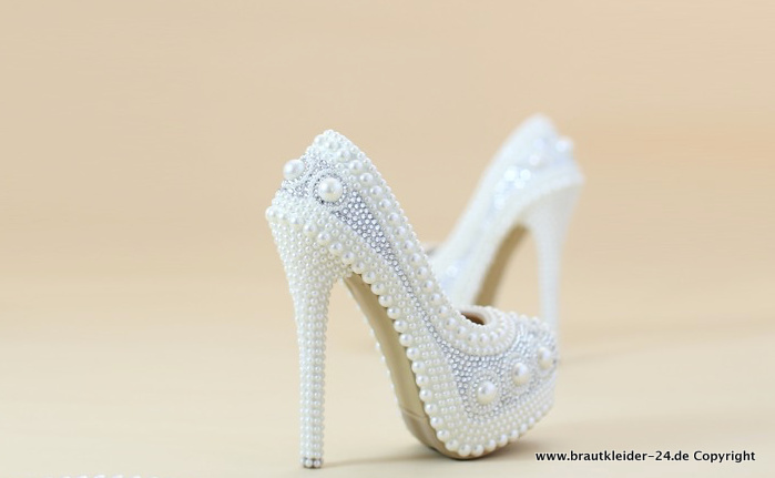Brautschuhe Aurea 10cm High Heels mit Perlen Applikationen