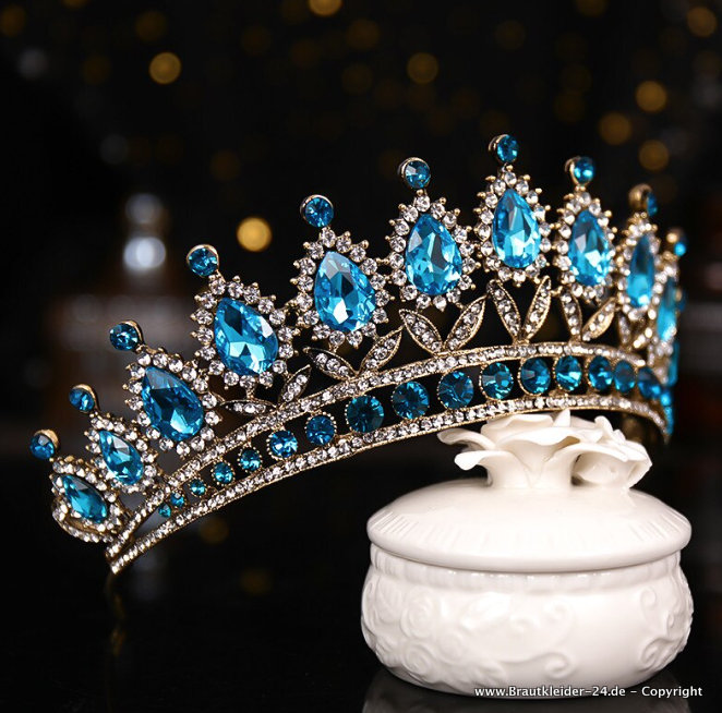 Glitzernden 2017 Königliches Blau Kristall Strass Metall Diadem