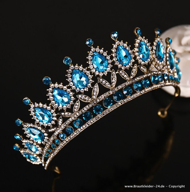 Glitzernden 2017 Königliches Blau Kristall Strass Metall Diadem